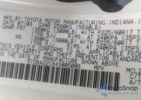 2004 Toyota Sienna Xle Limited from USA, damaged, VIN 5TDBA22C84S005006